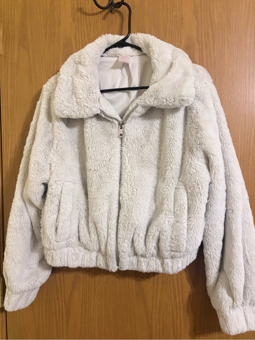 No Boundaries Cream Plush Zip-Up Teddy Jacket